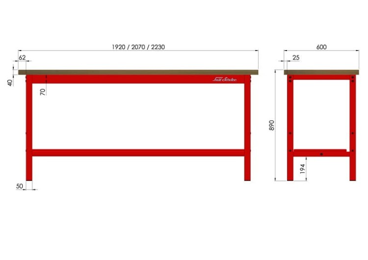 Solidny Polski Stół Warsztatowy 2230mm Udźwig 1500kg P-3-00-01 Profesjonalny - konstrukcja stalowa 50x50x2 mm