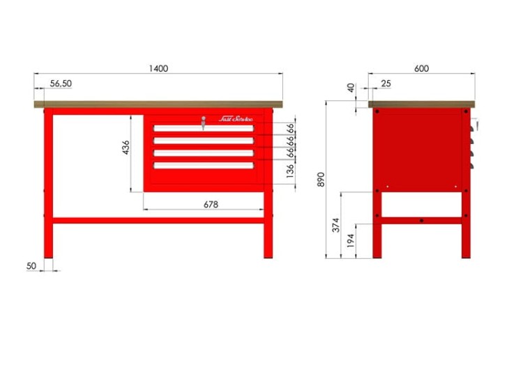 Solidny Polski Stół Warsztatowy 1400x600 Udźwig 1500kg P-3-022-01 - blat o grubości 40 mm