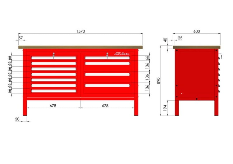 Profesjonalny Polski Stół Warsztatowy 1500kg Udźwig P-3-064-01 Solidna Konstr... - blat o grubości 40 mm