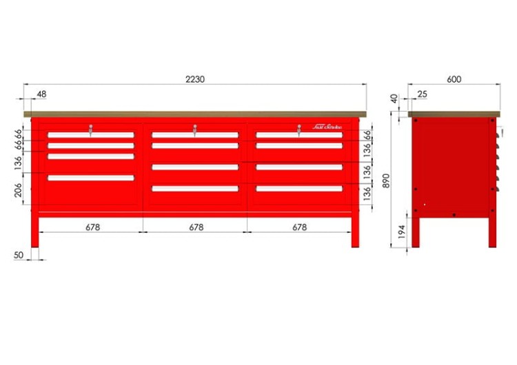 Solidny Polski Stół Warsztatowy 1500kg Udźwig P-3-146-01 Profesjonalny - 4 szuflad