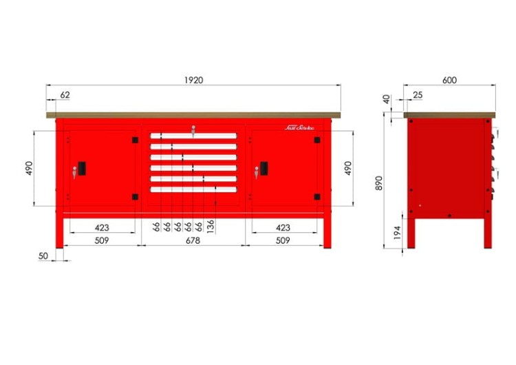 Profesjonalny Stół Warsztatowy P-3-173-01 Solidny Polski Udźwig 1500kg - 6 szuflad