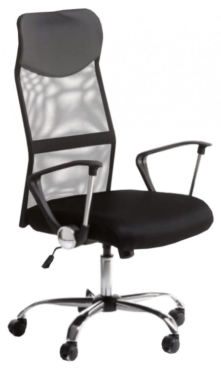 Krzesło biurowe Classic MH z zagłówkiem — siatka mesh + ekoskóra