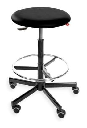Taboret BlackTab Eco H+RING WH z podnóżkiem — ekoskóra na kółkach