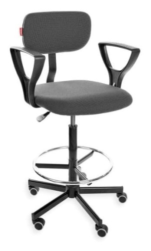 Krzesło Black 01 H+RING PD WH z podłokietnikami z podnóżkiem — tkanina BEST na kółkach