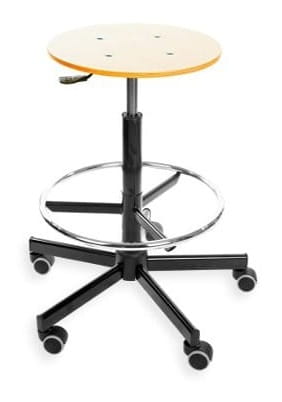 Taboret BlackTab 02 H+RING WH z podnóżkiem — sklejka lakierowana na kółkach