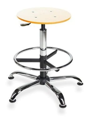 Taboret BlackTab 02 chrome H+RING chromowane z podnóżkiem — sklejka lakierowana na stopkach