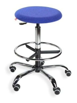 Taboret BlackTab 01 chrome H+RING WH chromowane z podnóżkiem — tkanina BEST na kółkach