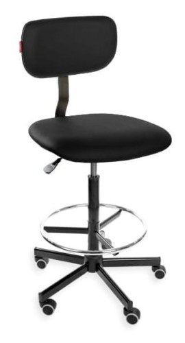 Krzesło Black Eco H+RING WH z podnóżkiem — ekoskóra na kółkach