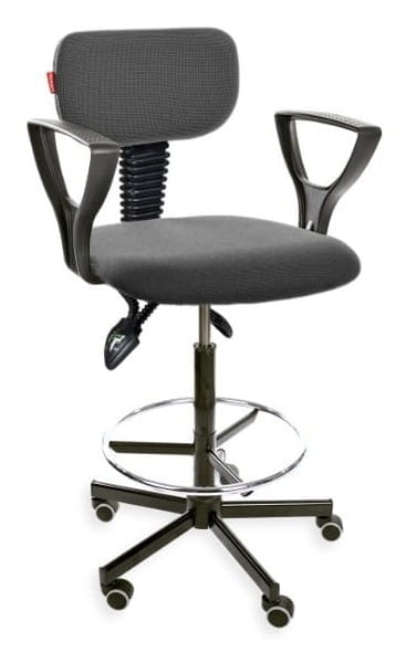 Krzesło Black 01 asynchro H+RING PD WH z podłokietnikami z podnóżkiem — tkanina BEST na kółkach