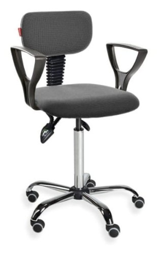 Krzesło Black 01 chrome asynchro PD WH z podłokietnikami — tkanina BEST na kółkach