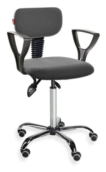 Krzesło Black 01 chrome asynchro PD WH z podłokietnikami — tkanina BEST na kółkach