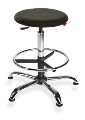 Taboret BlackTab 01 chrome H+RING chromowane z podnóżkiem — tkanina BEST na stopkach