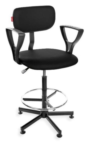 Krzesło Black Eco H+RING PD z podłokietnikami z podnóżkiem — ekoskóra na stopkach