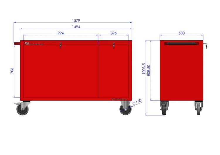 Wózek warsztatowy MEGA z 12 szufladami PM-214-20 - blat o grubości 40 mm