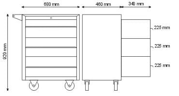 Wózek/szafka narzędziowa z 6 szufladami P-1-03-02 - nośność 600 kg