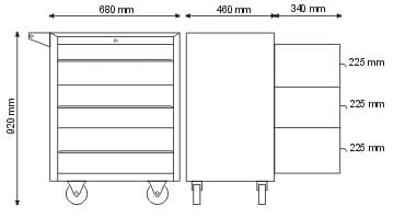 Wózek/szafka narzędziowa z 6 szufladami P-1-03-02 - nośność 600 kg
