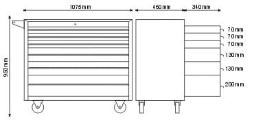 Wózek/Szafka narzędziowa z 6 szufladami P-1-04-02 - nośność 600 kg