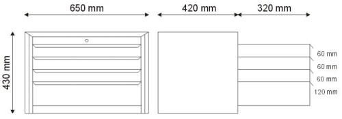Nadstawka narzędziowa z 4 szufladami N-1-00-02 - nośność 45 kg