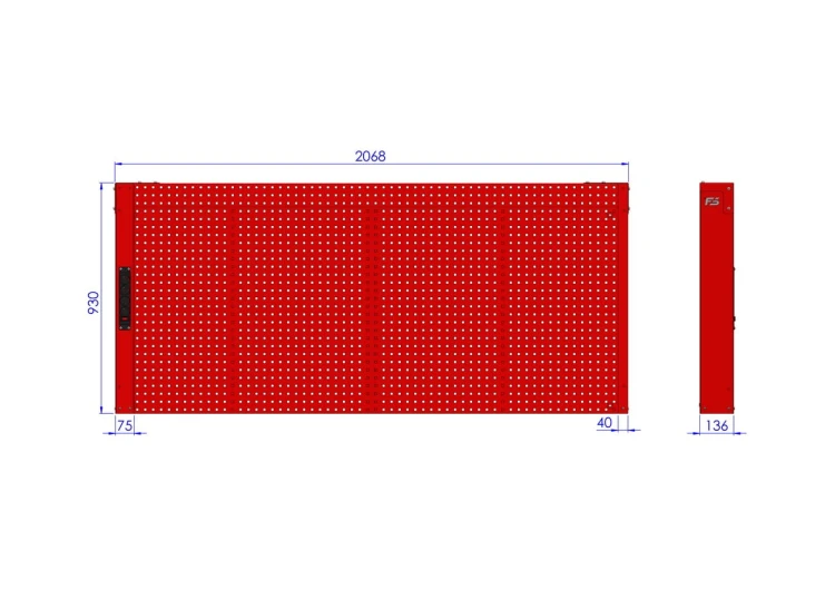 Profesjonalna Tablica Warsztatowa z Perforacją i Zasilaniem N207-02-01 - ściana perforowana 10x10 mm