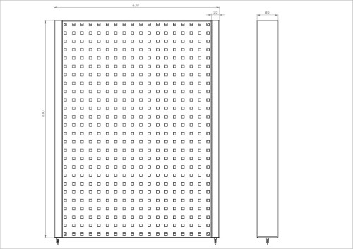 N-4-05-04 Tablica na narzędzia 830mm x 630mm x 80mm - blacha stalowa 1,5 mm