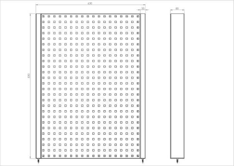 N-4-05-04 Tablica na narzędzia 830mm x 630mm x 80mm - blacha stalowa 1,5 mm
